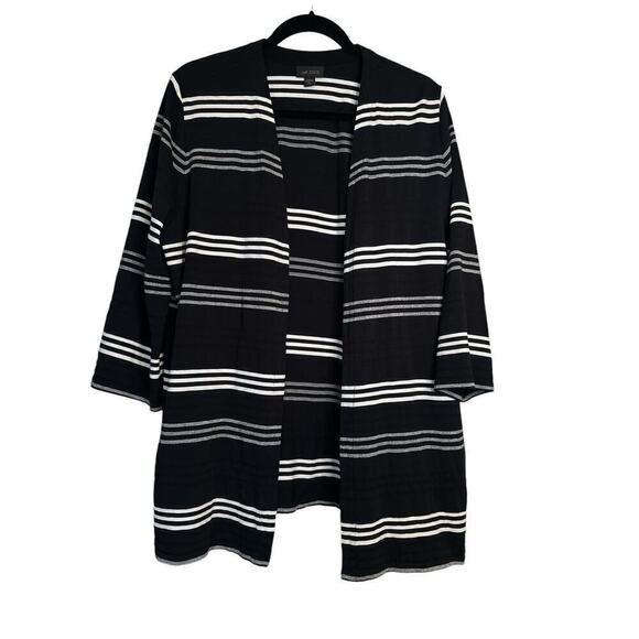 J. Jill Women's Open Front Stripe 3/4 Sleeve Stretch Cardigan Sweater Size PXL - Picture 2 of 8